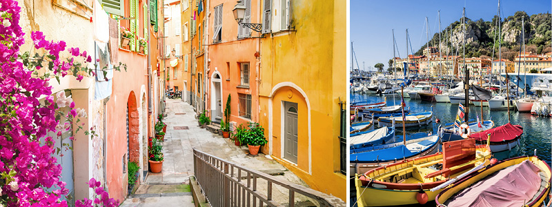 Färgglada hus i gamla stan i Nice och St Nicolas kyrkan på en guidad stadsrundtur.
