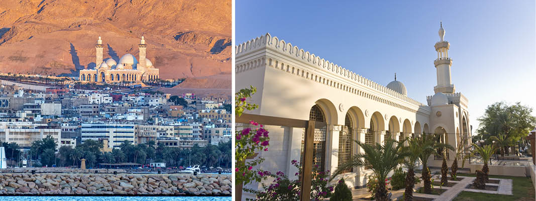 Havne- og badebyen Aqaba med Sharif Hussein bin Ali-moskéen, Jordan