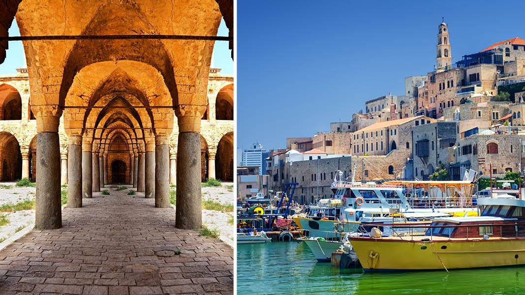 Israel ferie, Det Hellige Land, Rundrejse i Israel, Akko markedsbygning, Jaffa havn