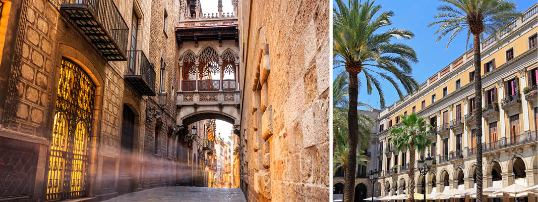 Barri Gòtic i Barcelona består af smalle stræder med hyggelige beværtninger