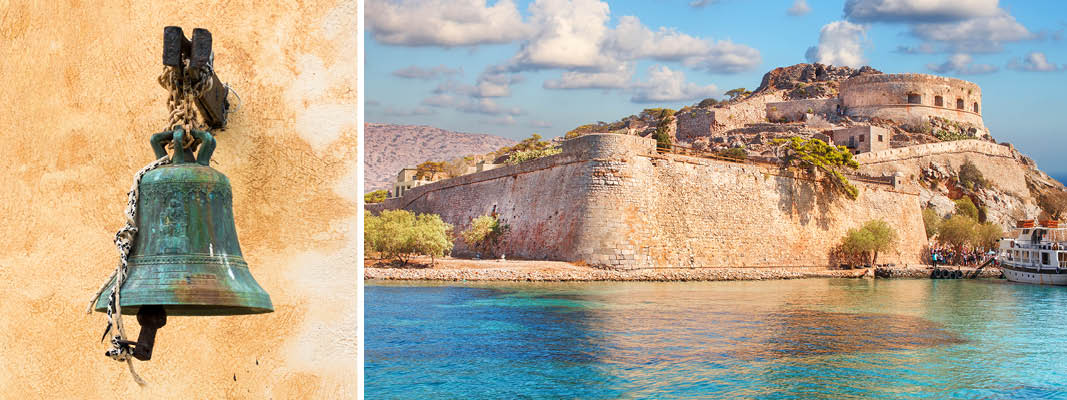 Den forhenværende ø for spedalske, Spinalonga ved Kretas kyst
