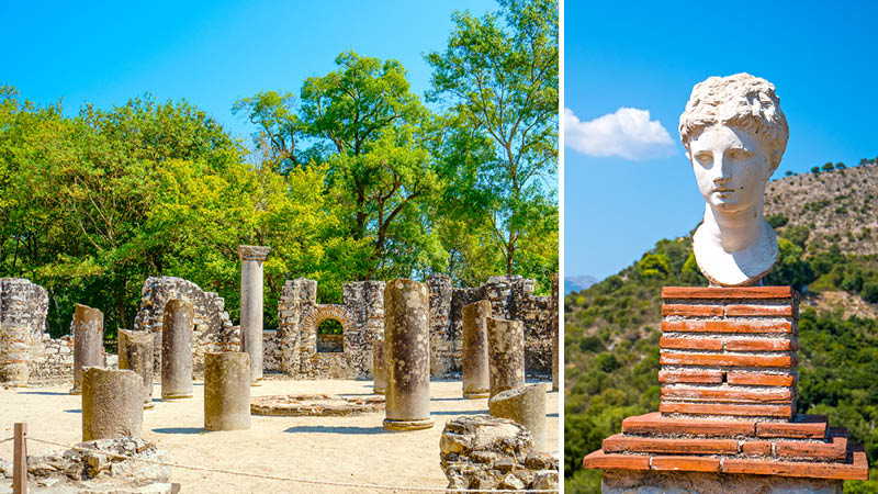 Nationalparken Butrint med arkeologiska sevrdheter p en resa genom Albanien.