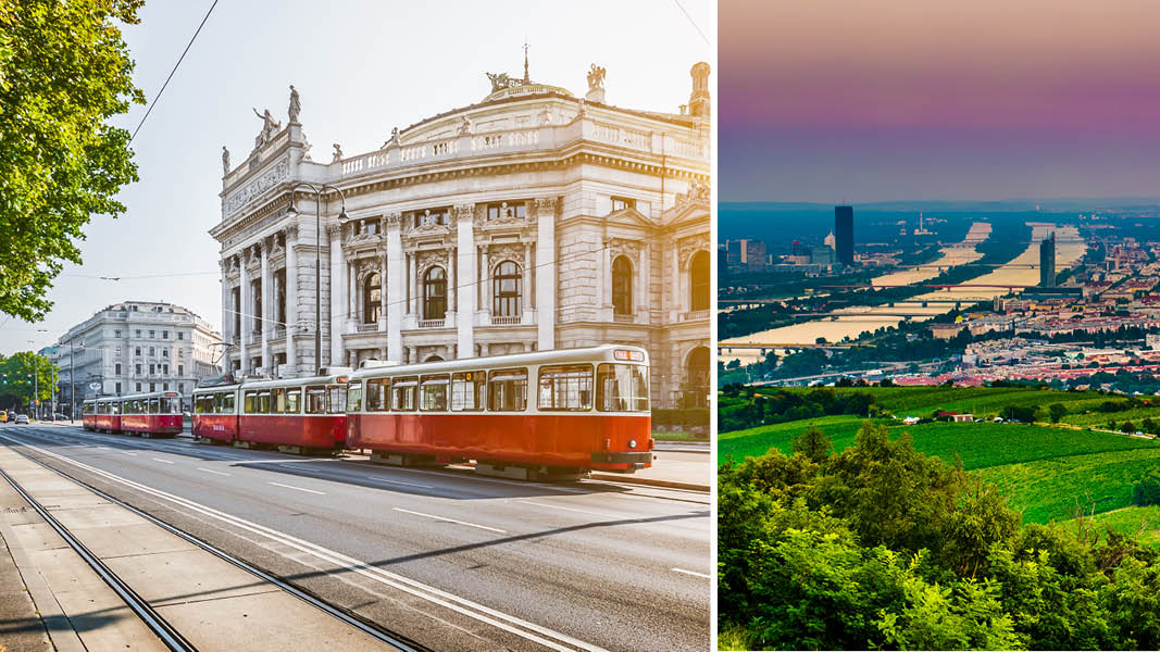 Østrigs hovedstad Wien beliggende ved Donaufloden