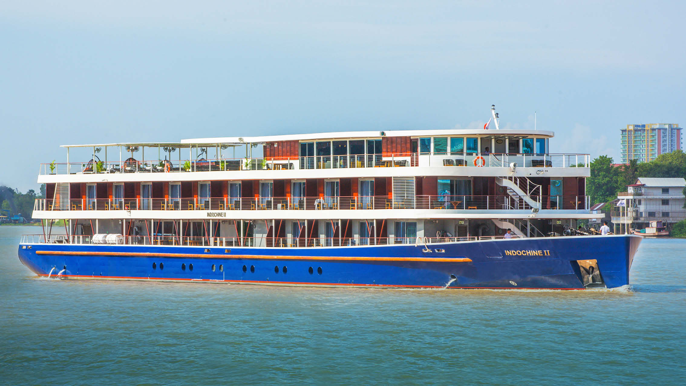 Skibet RV Indochine på Flodkrydstogt på Mekongfloden