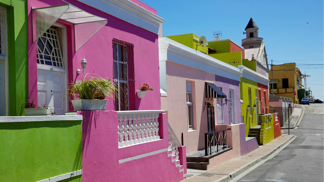 Farverige huse i Capetown, Sydafrika